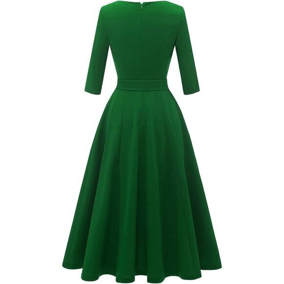 💚 2PCS Green Bundle Retro Pinup Dress with Belt & Petticoat SIZE XL NWT - Picture 6 of 16